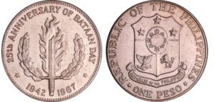 Philippines - 1 Peso 1967, 25ème anniversaire de Bataan