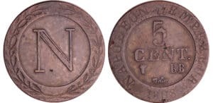 Napoléon 1er (1804-1814) - 5 centimes 1808 BB (Strasbourg)
