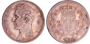 Charles X (1824-1830) - 2 francs 1827 W (Lille)