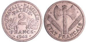 Etat-Français (1940-1944) - 2 francs Bazor 1943 B (Beaumont-le-Roger)