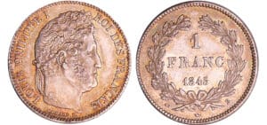 Louis-Philippe Ier (1830-1848) - 1 franc tête laurée 1845 B (Rouen)