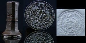 Grand poinçon en bronze et argent - Médiéval