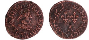 Louis XIII (1610-1643) - Denier tournois au buste juvénile et col plat - 1622 A (Paris)