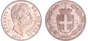 Italie - Umberto Ier (1878-1900) - 2 lire 1886 R (Rome)
