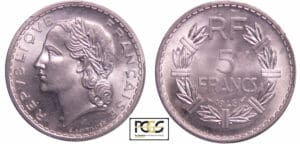 Quatrième république (1947-1959) - 5 francs Lavrillier aluminium 1946