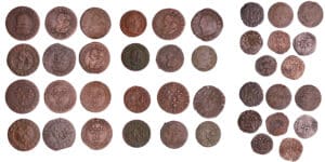 Dombes - Lot de 20 monnaies de cuivre