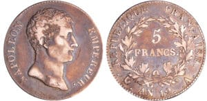 Napoléon 1er (1804-1814) - Type intermédiaire 5 francs An 12 A (Paris)