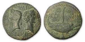 Agrippa et Auguste - Dupondius (10-14 av. J.-C., Nîmes) groupe 4