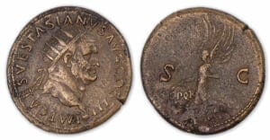 Vespasien - Dupondius (77/8, Rome) La Victoire.