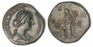 Lucille - Sesterce (164/6, Rome) Vesta.