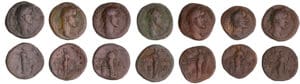 Romain - Lot de 7 sesterces d'Antonin le Pieux