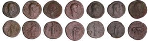 Romain - Lot de 7 sesterces d'Antonin le Pieux