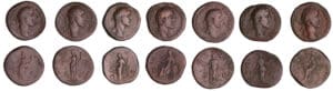 Romain - Lot de 7 sesterces d'Antonin le Pieux