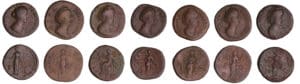 Romain - Lot de 6 sesterces de Faustine mêre et 1 sesterce de Faustine jeune