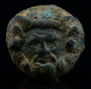 Gréco-Romain - Mascaron du dieux Pan en bronze - 300 / 100 av. J.-C.