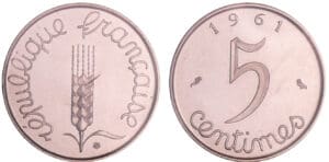 France - Cinquième république (1959- ) - 5 centimes Epi 1961 piéfort