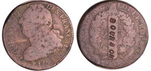 France - Constitution (1791-1792) - 2 sols au faisceau type FRANCAIS 1793 BB (Strasbourg), gravée "BOURBON"