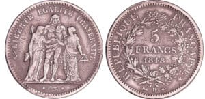 France - Deuxième république (1848-1852) - 5 francs Hercule 1848 D (Lyon)