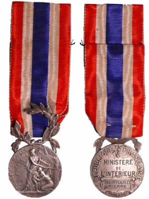 France - Médaille "Police municipale et rurale" en argent avec son ruban