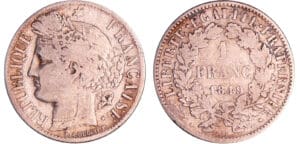 France - Deuxième république (1848-1852) - 1 franc Cérès 1849 BB (Strasbourg)
