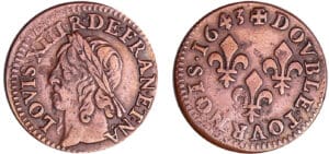 France - Louis XIII (1610-1643) - Double tournois de Warin - 1643 R légende française
