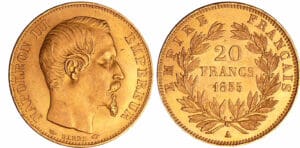 France - Napoléon III (1852-1870) - 20 francs tête nue 1855 A (Paris)