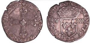 France - Henri III (1574-1589) - Huitième d'écu - 1582 T (Nantes)