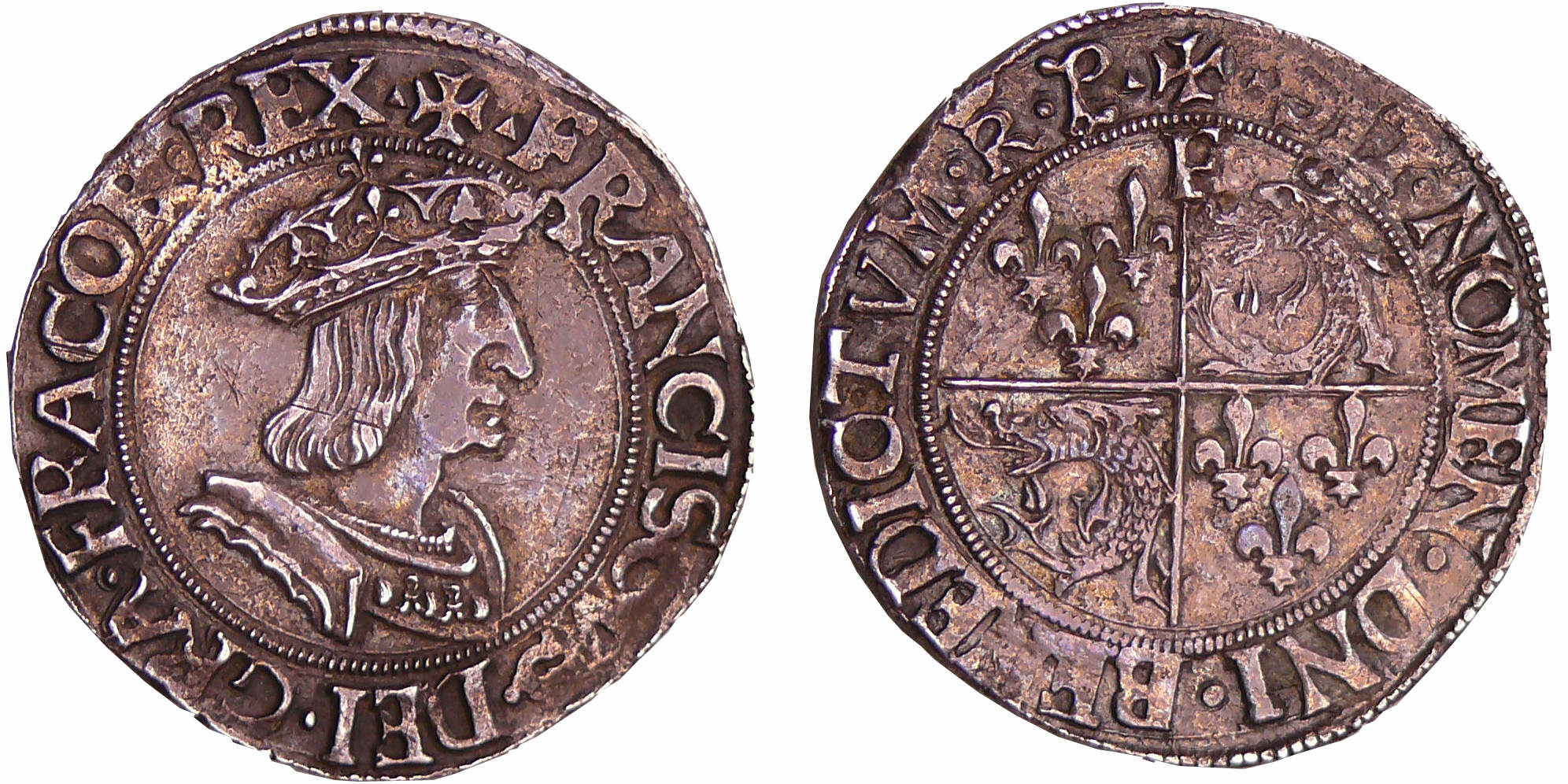 France - François 1er (1515-1547) - Teston du Dauphiné - 2ème type - Roman France - François 1er (1515-1547) - Teston du Dauphiné - 2ème type - Roman