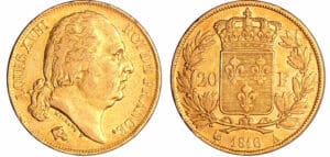 France - Louis XVIII (1815-1824) - 20 francs au buste nu 1816 A (Paris)