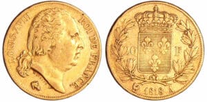 France - Louis XVIII (1815-1824) - 20 francs au buste nu 1818 A (Paris)