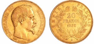 France - Napoléon III (1852-1870) - 20 francs tête nue 1855 D (Lyon)