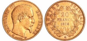 France - Napoléon III (1852-1870) - 20 francs tête nue 1856 BB (Strasbourg)