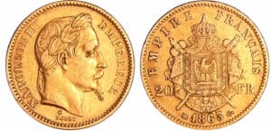 France - Napoléon III (1852-1870) - 20 francs tête laurée 1863 BB (Strasbourg)