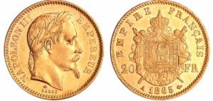 France - Napoléon III (1852-1870) - 20 francs tête laurée 1865 A (Paris)