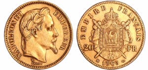 France - Napoléon III (1852-1870) - 20 francs tête laurée 1865 BB (Strasbourg)