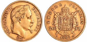 France - Napoléon III (1852-1870) - 20 francs tête laurée 1867 A (Paris)