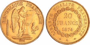 France - Troisième république (1871-1940) - 20 francs Génie 1874 A (Paris)