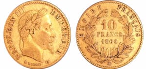 France - Napoléon III (1852-1870) - 10 francs tête laurée 1866 BB (Strasbourg)