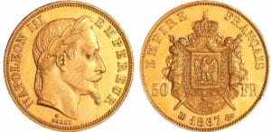 France - Napoléon III (1852-1870) - 50 francs tête laurée 1867 BB (Strasbourg)
