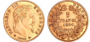 France - Napoléon III (1852-1870) - 5 francs tête laurée 1864 A (Paris)