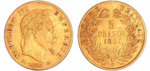 France - Napoléon III (1852-1870) - 5 francs tête laurée 1864 BB (Strasbourg)