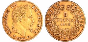France - Napoléon III (1852-1870) - 5 francs tête laurée 1868 A (Paris)