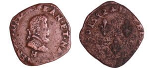 France - Henri IV (1589-1610) - Double tournois - 1592 H (La Rochelle)