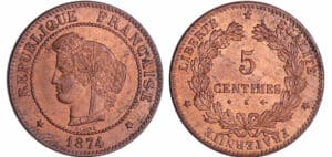 France - Troisième république (1871-1940) - 5 centimes Cérès 1874 K (Paris)
