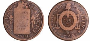 France - Convention (1792-1795) - Sol à la balance type FRANCOISE - An II - 1793 BB (Strasbourg)