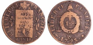 France - Convention (1792-1795) - Sol à la balance type FRANCOISE - An II - 1793 W• (Arras)