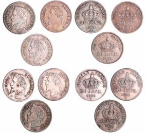 France - Napoléon III (1852-1870) - 20 centimes tête laurée petit module (6 monnaies)