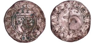 France - Lorraine - Duché de Lorraine - Charles III - Double denier (Nancy) contremarque d'un aiglon