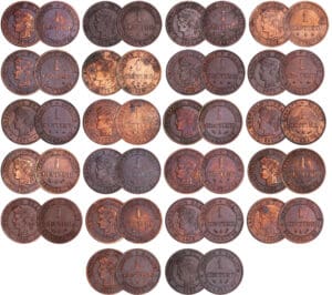 France - Troisième république (1871-1940) - 1 centime Cérès lot de 22 monnaies