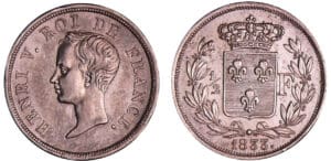 France - Henri V Comte de Chambord (1820-1883) - 1/2 franc 1833